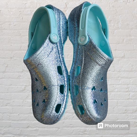 Crocs Limited Disney Parks Arendelle Aqua Glitter Mickey Mouse, Size W12/M10 - Picture 2 of 6